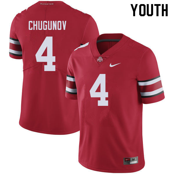 Youth #4 Chris Chugunov Ohio State Buckeyes College Football Jerseys Sale-Red